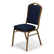 Atlas Commercial Products Crown Back Banquet Chair, Gold Frame, Navy Blue Patterned CBC9NVFGF-BD
